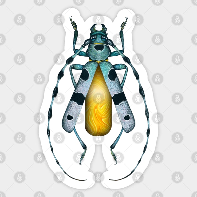 Yellow Agate Beetle Sticker by illucalliart